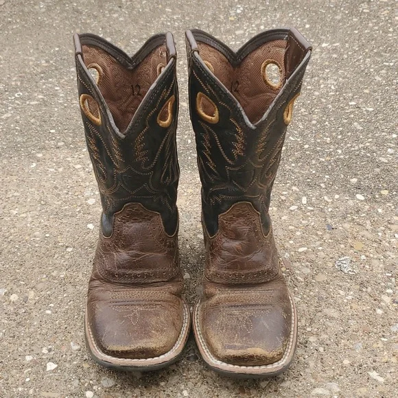 Ariat Roughstock Brown Leather Cowboy Boots Youth Toddler 12 Western Preloved - Picture 3 of 10